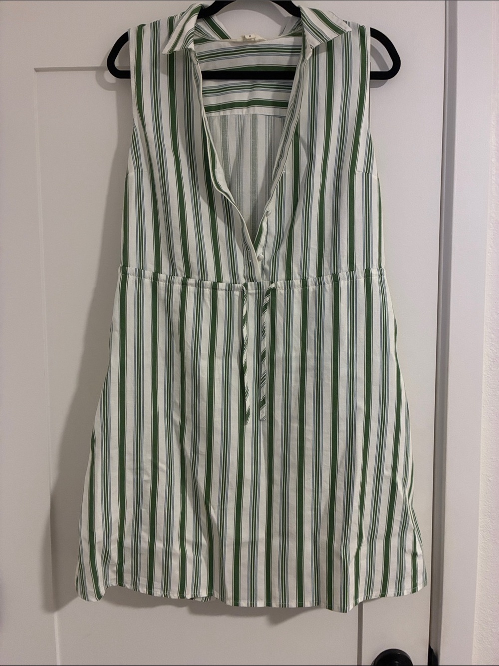 Market & Spruce Green and White Striped Sleeveless Mini Dress